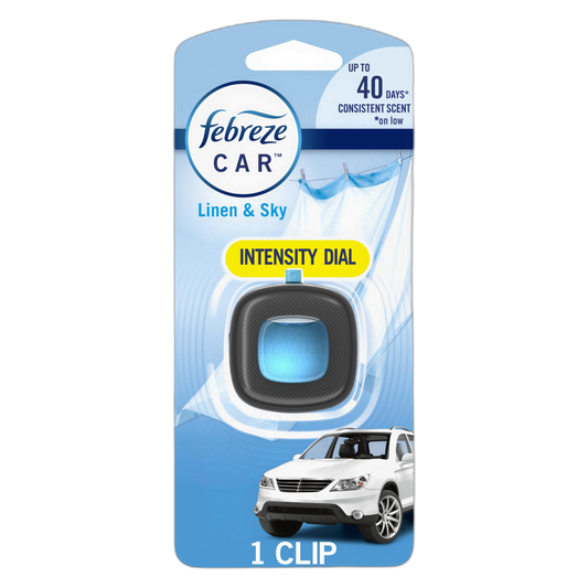 Febreze Car Air Freshener Vent Clip, Linen & Sky, 1 Count