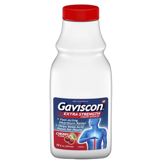 Gaviscon Extra Strength Cherry Liquid Antacid for Fast-Acting Heartburn Relief, 12 ounces