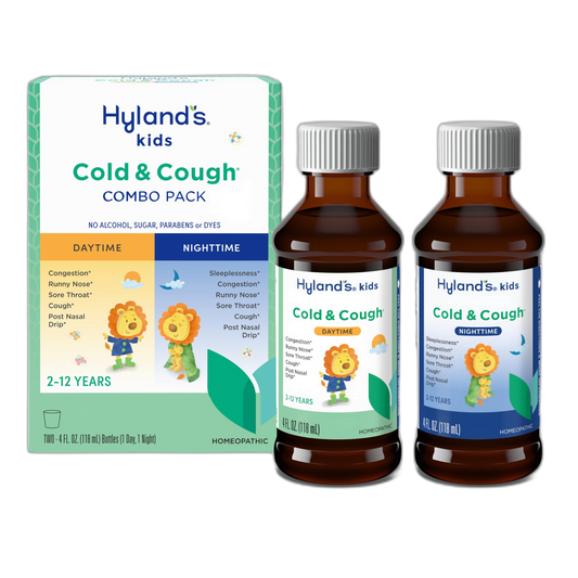 Hyland's Kids Cold and Cough, Day and Night Combo Pack, Cold Medicine for Ages 2 and up, Syrup Cough Medicine for Kids, Nasal Decongestant, 4 Fl Oz (Pack of 2)