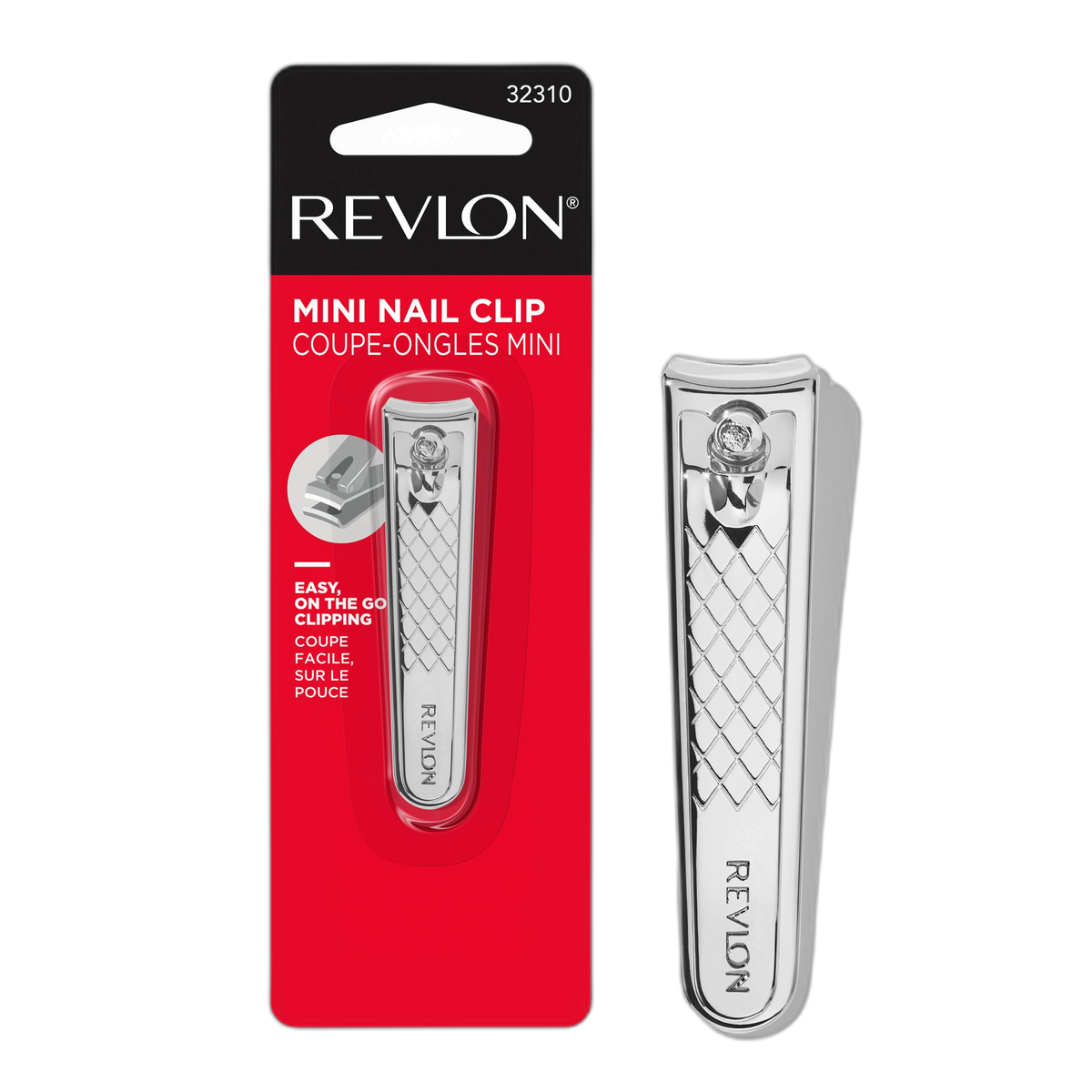 Revlon Compact Nail Clipper, Small Mini Design, Perfect for Travel, Use to Trim Fingernails and Toenails, Stainless Steel, 1 Count