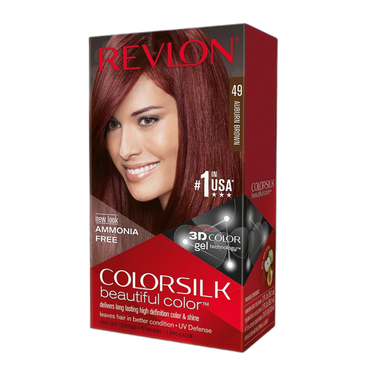 Revlon ColorSilk Hair Color 49 Auburn Brown 1 Each (Pack of 4)