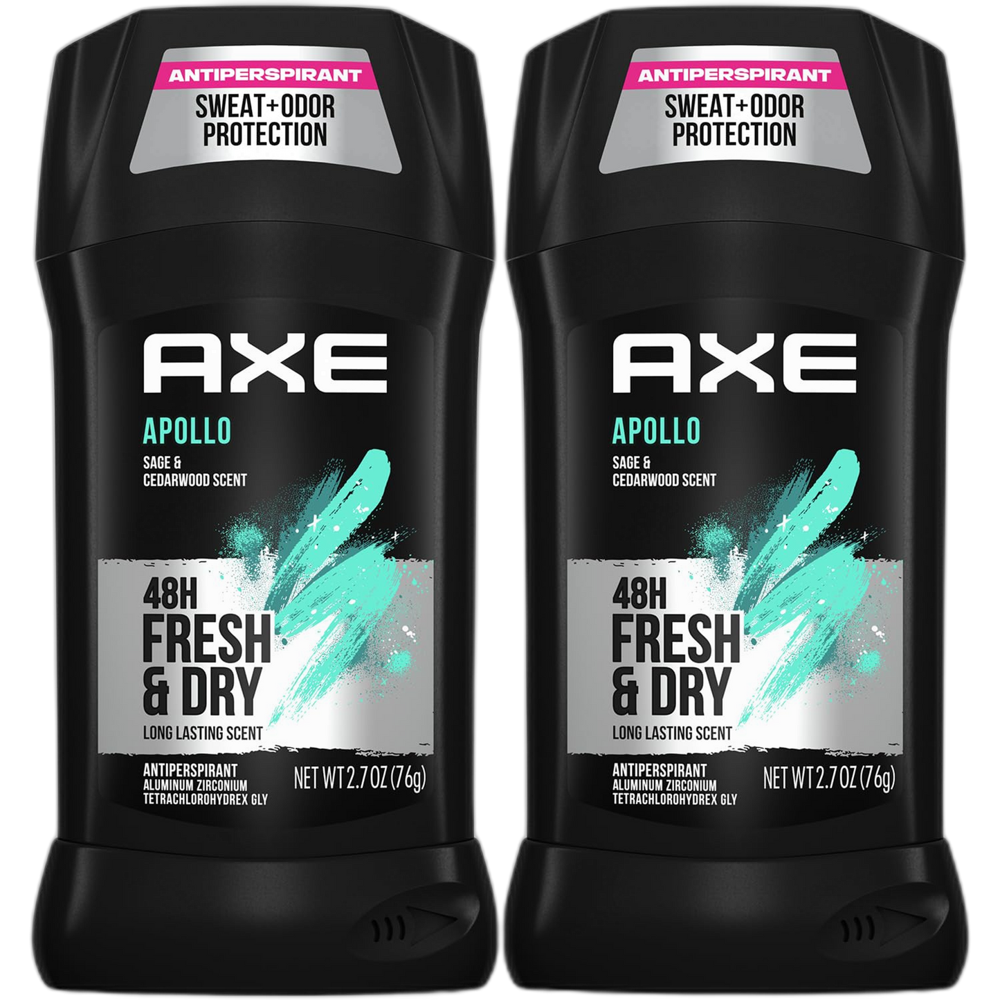 AXE Deodorant for Men, Apollo 2-Pack – 48H Anti-Sweat Protection, High Definition Masculine Scent, 2.7 Oz Ea