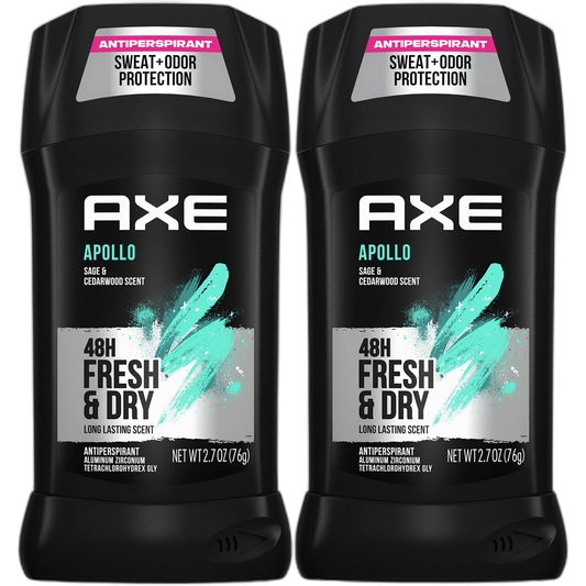 AXE Deodorant for Men, Apollo 2-Pack – 48H Anti-Sweat Protection, High Definition Masculine Scent, 2.7 Oz Ea