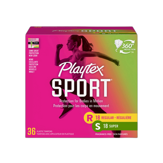 Playtex Sport Tampons with Flex-Fit Technology, Regular and Super Multi-Pack, Unscented - 36 Count