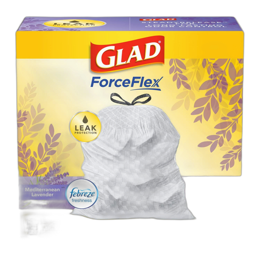 Glad ForceFlex Tall Kitchen Trash Bags, 13 Gal, Gain Lavender with Febreze, 80 Ct (Pack May Vary)