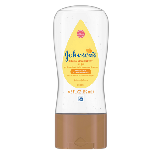 Johnson's Baby Oil Gel, Moisturizing Baby Massage Mineral Oil Enriched with Shea & Cocoa Butter, Dry Skin Relief for Babies, Kids & Adults, Nourishing & Gentle on Delicate Skin, 6.5 fl. oz, 6 Pack