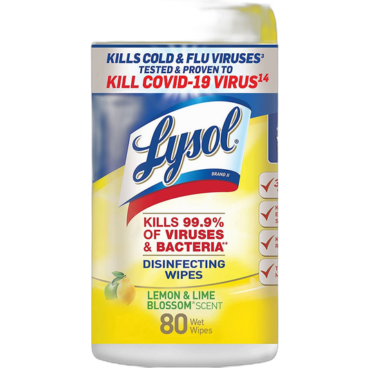 Lysol 84251CT Lysol Disinfecting Wipes, Lemon, 80 Wipes, 2PK/CT, White