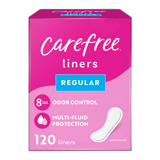 Carefree Panty Liners for Women, Regular, Unwrapped, Unscented, 120ct | Pantiliners, Carefree Liners, Daily Liners for Women, Light Periods and Leaks, 8-Hour Odor Control | 120ct (Packaging May Vary)
