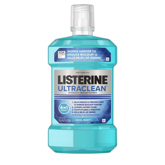 Listerine Ultraclean Oral Care Antiseptic Mouthwash, Everfresh Technology to Help Fight Bad Breath, Gingivitis, Plaque & Tartar, ADA-Accepted Tartar Control Oral Rinse, Cool Mint, 1.5 L