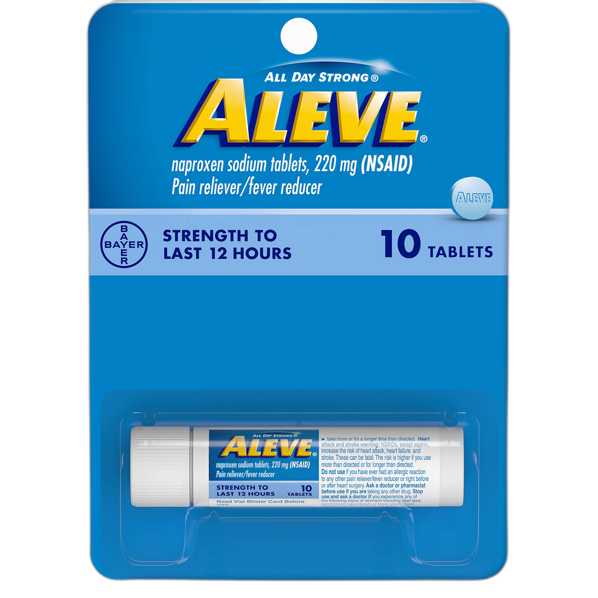 Aleve Tablets with Naproxen Sodium 220mg NSAID Pain RelieverFever Reducer, 10 Count