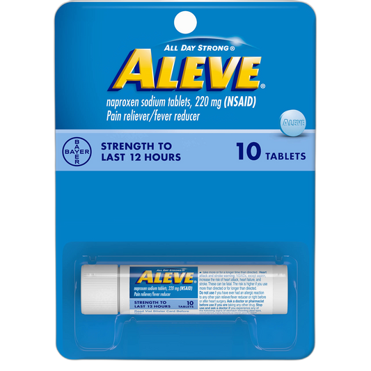 Aleve Tablets with Naproxen Sodium 220mg NSAID Pain RelieverFever Reducer, 10 Count