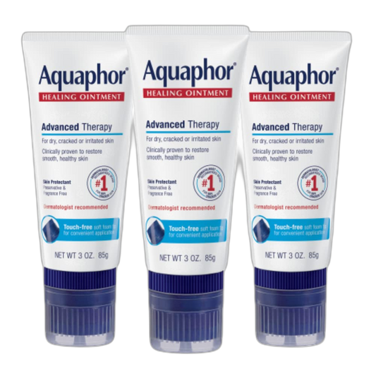 Aquaphor Healing Ointment Advanced Therapy Skin Protectant with Touch-Free Applicator, 3 Oz Tube, Pack of 3