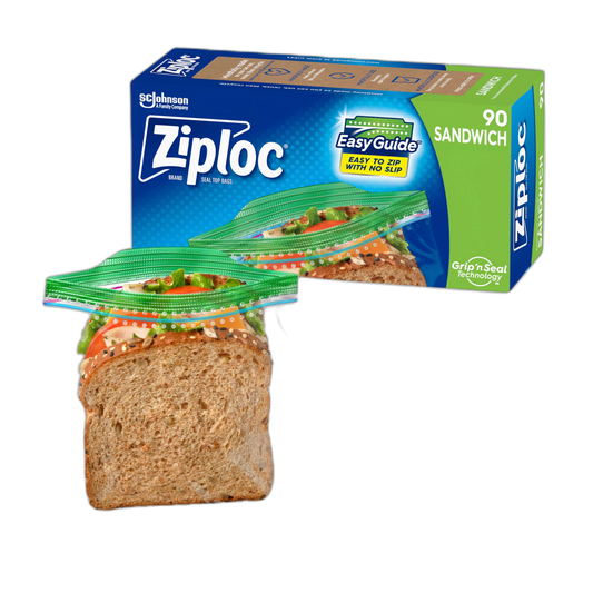 Ziploc Sandwich and Snack Bags, Storage Bags for On the Go Freshness, Grip 'n Seal Technology for Easier Grip, Open, and Close, 90 Count