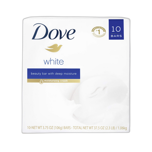Dove Beauty Bar More Moisturizing than Bar Soap White Effectively Washes Away Bacteria, Nourishes Your Skin 3.75 oz, 10 Bars