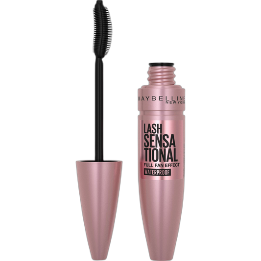 Maybelline Lash Sensational Waterproof Mascara, Lengthening and Volumizing for a Full Fan Effect,Very Black, 1 Count