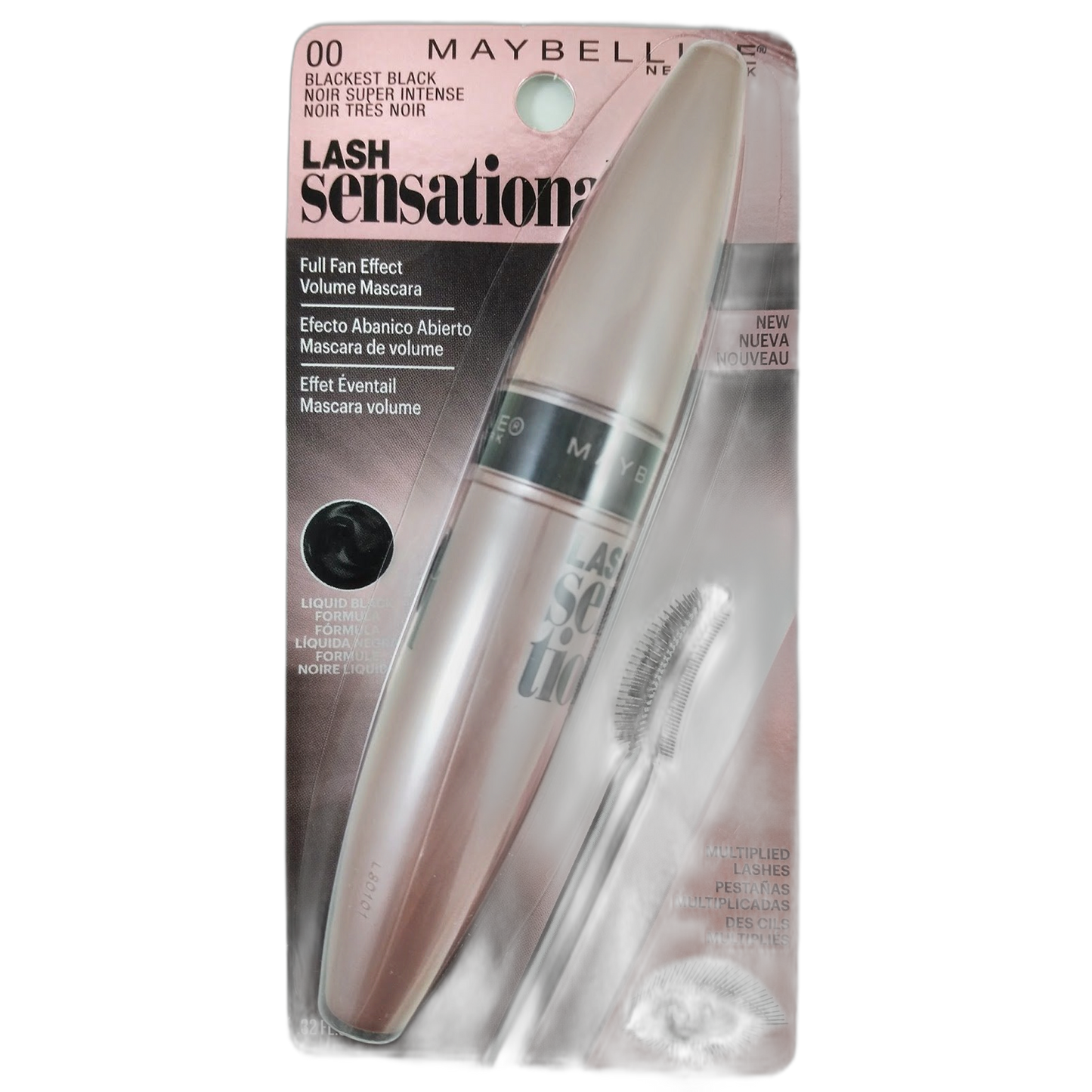 Maybelline New York Lash Sensational Mascara, Blackest Black 0.32 oz (Pack of 2)