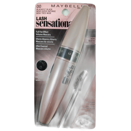 Maybelline New York Lash Sensational Mascara, Blackest Black 0.32 oz (Pack of 2)