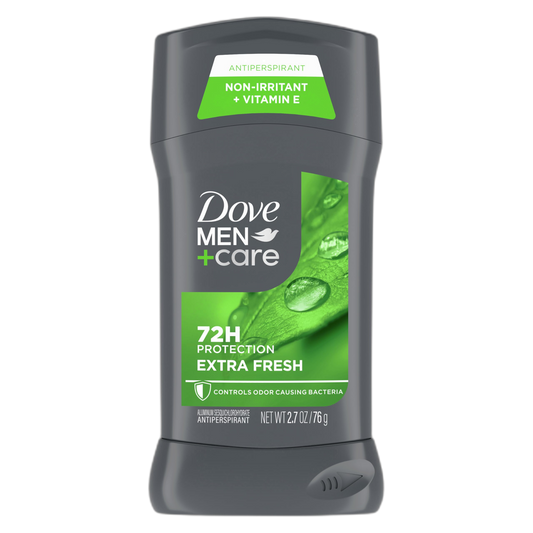 Dove Men+Care Extra Fresh Men's Antiperspirant Deodorant Stick Extra Fresh With 72-hour sweat & odor protection with 1/4 Moisturizing Cream & Long-lasting Citrus Scent 2.7 oz