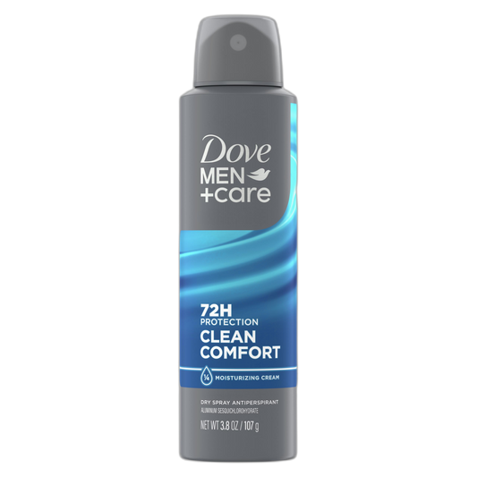Dove Men+Care Antiperspirant Deodorant Clean Comfort Dry Spray For Men 72-hour Sweat and Odor Protection with Triple Defense Technology 3.8 oz