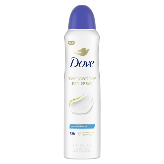 Dove Advanced Care Antiperspirant Deodorant Spray Nourished Beauty Antiperspirant deodorant to help repair skin’s barrier after shaving 72-hour antiperspirant deodorant for soft underarms 3.8 oz