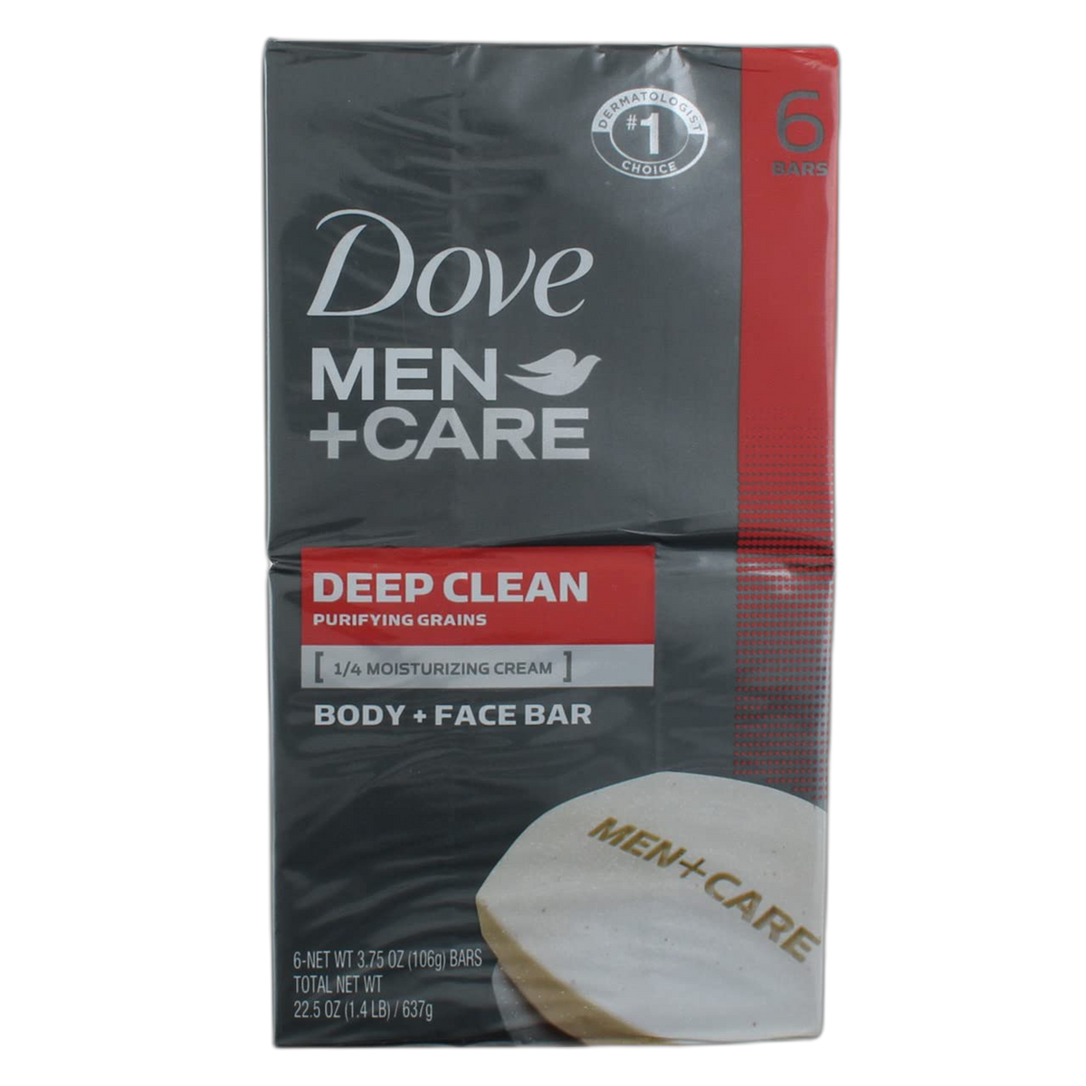 DOVE MEN + CARE Body Soap and Face Bar More Moisturizing Than Bar Soap Deep Clean Effectively Washes Away Bacteria, Nourishes Your Skin 3.75 oz 6 Bars