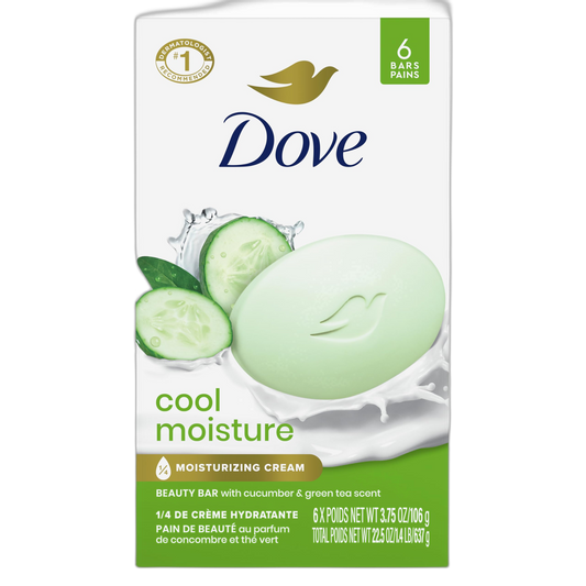 Dove Skin Care Beauty Bar For Softer Skin Cucumber And Green Tea More Moisturizing Than Bar Soap 3.75 oz 6 Bars