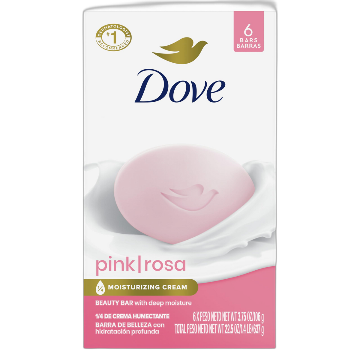 Dove Beauty Bar Gentle Skin Cleanser Pink 6 Bars Moisturizing for Gentle Soft Skin Care More Moisturizing Than Bar Soap 3.75 oz