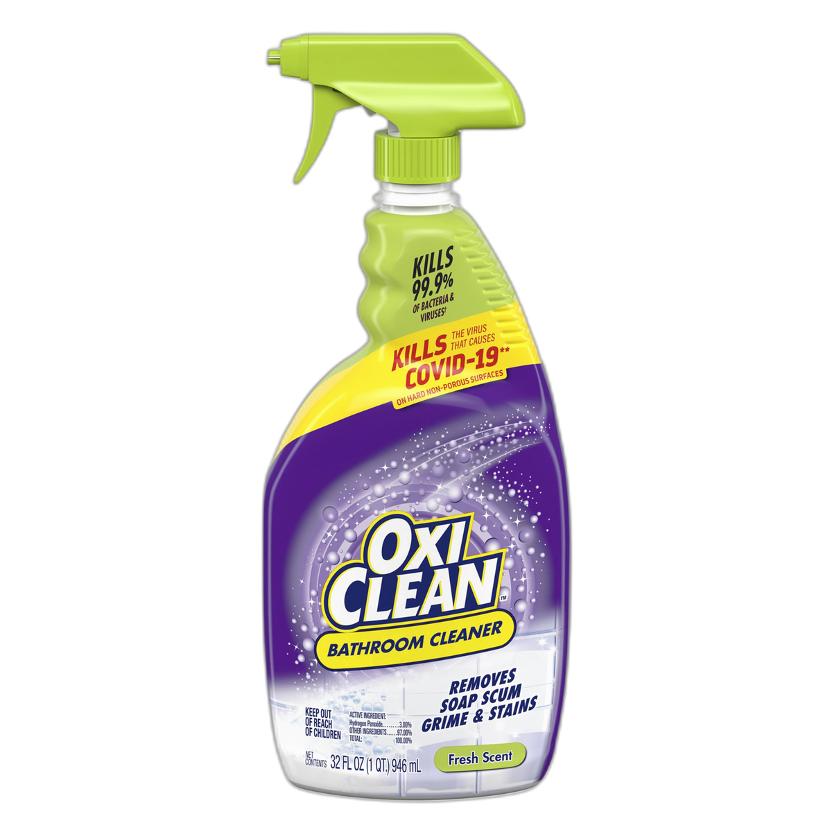 OxiClean Bathroom Cleaner, Shower, Tub & Tile, Powered by OxiClean Stainfighters, 32 oz