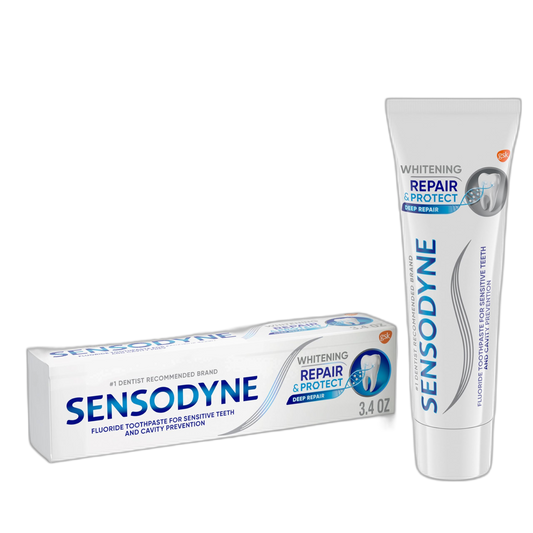 Sensodyne Repair and Protect Whitening Toothpaste, Toothpaste for Sensitive Teeth and Cavity Prevention, 3.4 oz