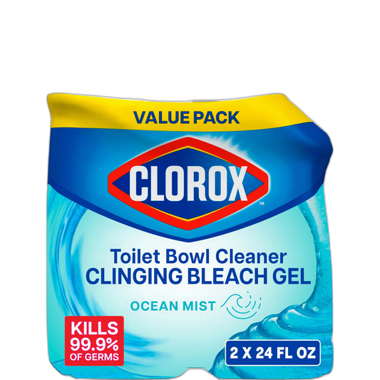 Clorox Toilet Bowl Cleaner, Clinging Bleach Gel, Ocean Mist - 24 Ounces, Pack of 2