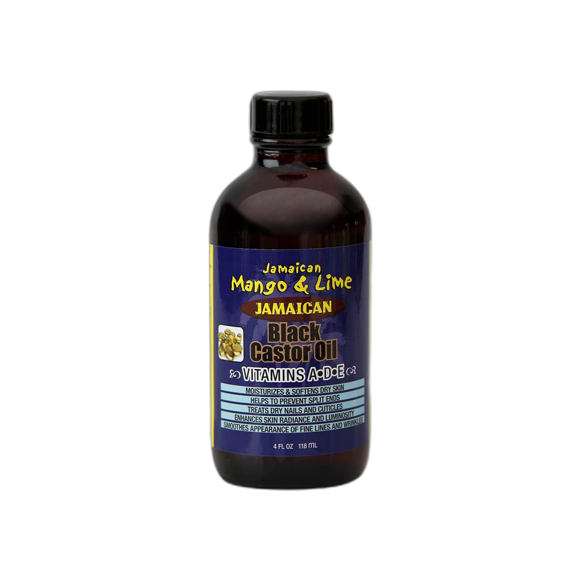 Jamaican Mango & Lime Vitamins A-D-E Black Castor Oil, 4 Fl Oz.