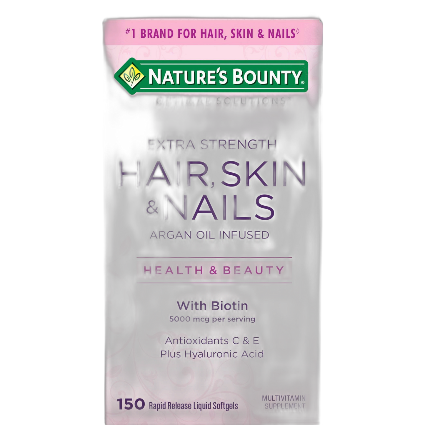 Nature's Bounty Optimal Solutions Hair Skin & Nails Extra Strength Softgels, 150 Count