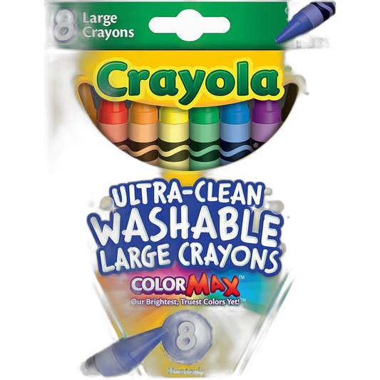 Crayola 523280 Ultra-Clean Washable Crayons, Large, 8 Colors/Box