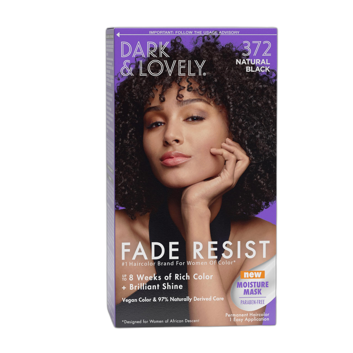 SoftSheen-Carson Dark and Lovely Fade Resist Rich Conditioning Hair Color, Permanent Hair Color, Up To 100 percent Gray Coverage, Brilliant Shine with Argan Oil and Vitamin E, Natural Black