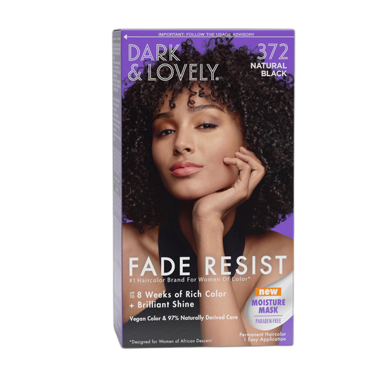 SoftSheen-Carson Dark and Lovely Fade Resist Rich Conditioning Hair Color, Permanent Hair Color, Up To 100 percent Gray Coverage, Brilliant Shine with Argan Oil and Vitamin E, Natural Black