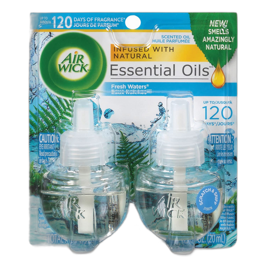 Air Wick 79717CT Scented Oil Refill, Fresh Waters, 0.67oz, 2/Pack, 6 Pack/Carton