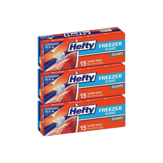 Hefty Freezer Slider Bags, Quart, 15 CT (Pack - 3)