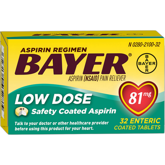 Bayer Low Dose (81mg) Safety Coated Aspirin, Tablets, 32 ct