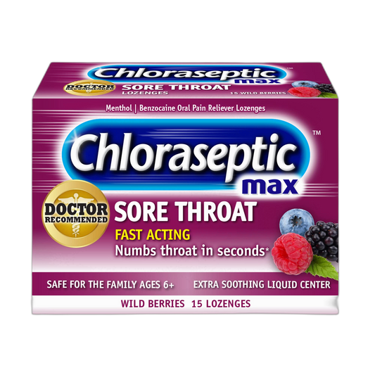 Chloraseptic Max Strength Sore Throat Lozenges, Wild Berries, 15 Count, 1 Pack