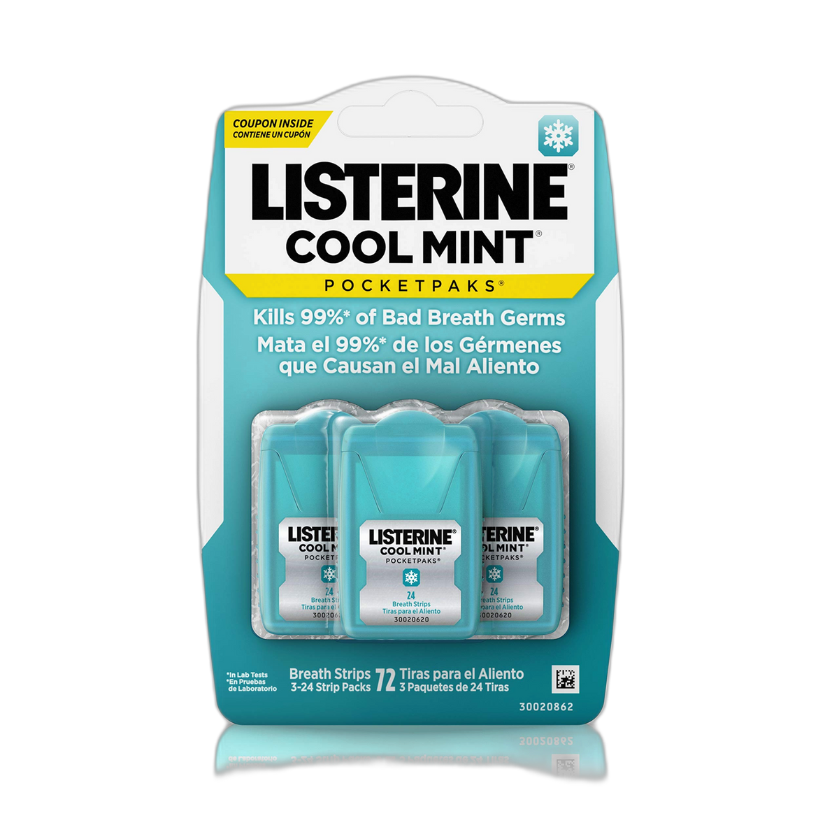 Listerine Pocketpaks Breath Strips, Cool Mint, 72 Count (Pack of 1)
