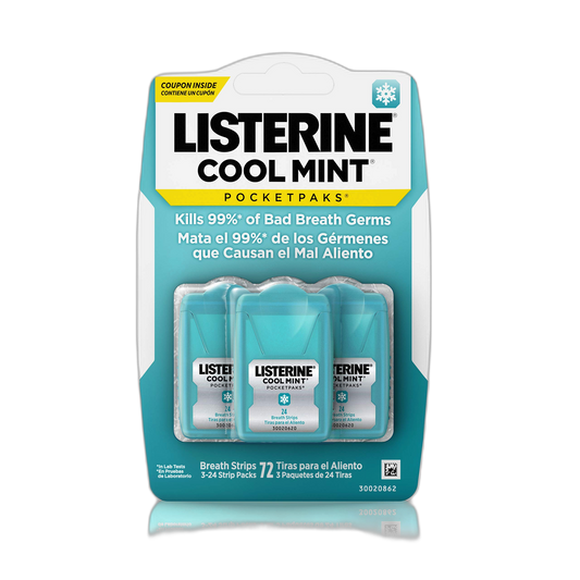 Listerine Pocketpaks Breath Strips, Cool Mint, 72 Count (Pack of 1)