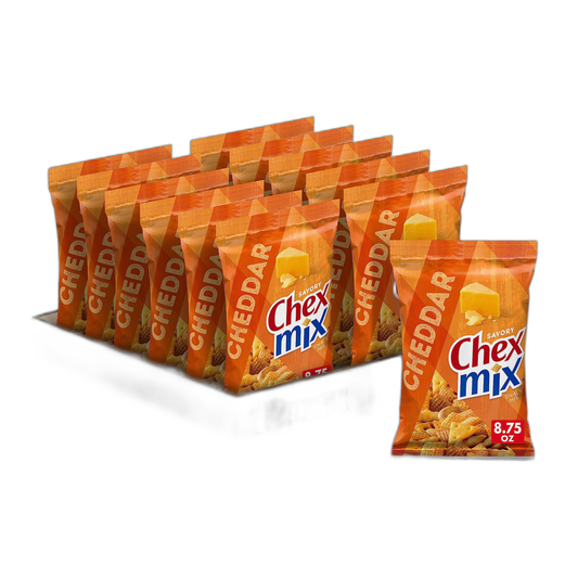 Chex Mix Snack Mix, Cheddar, Savory Snack Bag, 8.75 oz (Pack of 12)