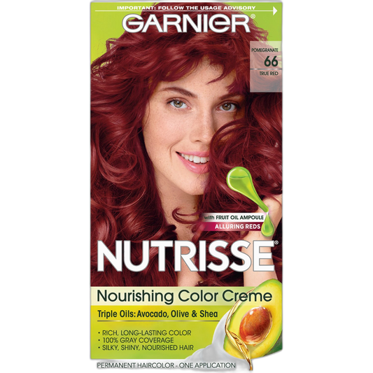 Garnier Nutrisse Nourishing Hair Color Creme, 66 True Red (Pomegranate) (Packaging May Vary)