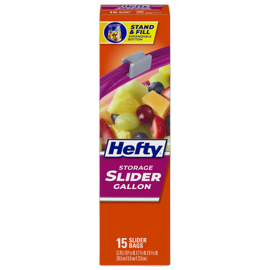 Hefty Slider Kitchen Storage Bags, Gallon Size, 15 Count
