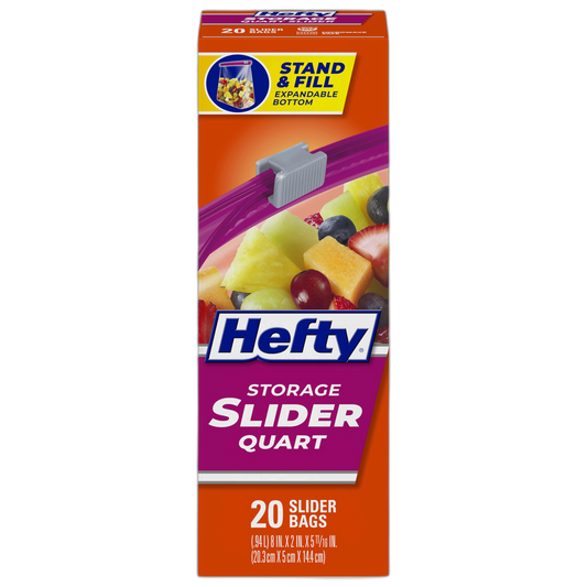 Hefty Slider Kitchen Storage Bags, Quart Size, 20 Count