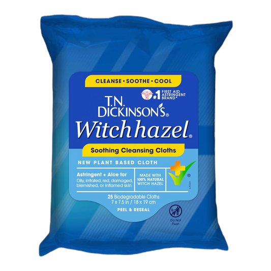 T.N. Dickinson's Witch Hazel New Soothing MultiUse Cleansing Cloth, Clear, 25 Count