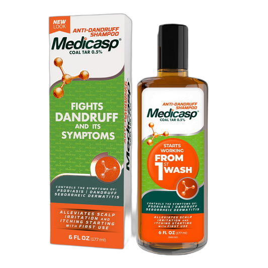 Medicasp Coal Tar Anti-Dandruff Shampoo, Alleviates Symptoms from 1st Wash, Treats Psoriasis, Seborrheic Dermatitis & Itchy Dry Scalp, Fights the Root Cause of Dandruff, Flakes Shampoo, 6 fl oz