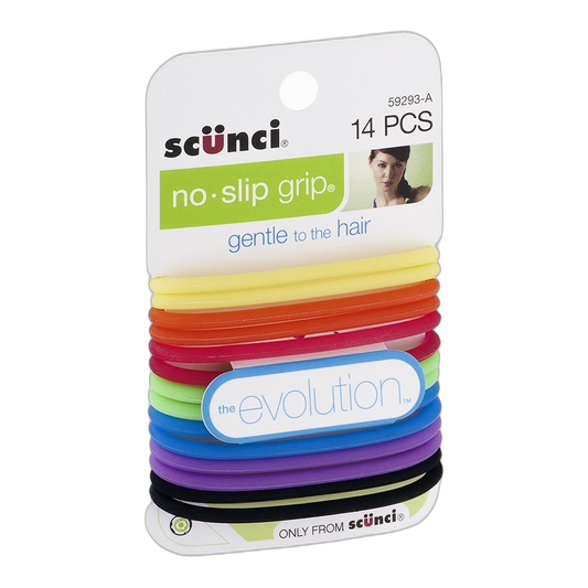 Scunci No-slip Grip The Evolution Bright Jelly Hair Ties, Assorted Colors 14 ea (Pack of 6)