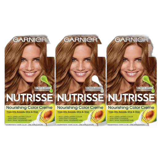 Garnier, Nutrisse Nourishing Hair Color Creme Packaging May Vary, 63 Light Golden Brown (Brown Sugar), 3 Count