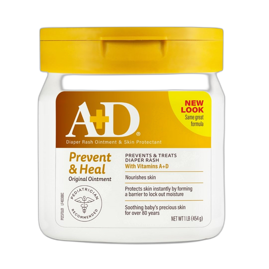 A+D Original Diaper Rash Ointment, Prevents & Protects Diaper Rash, Moisturizes & Heals Dry Skin With Vitamins A&D, 16oz Jar